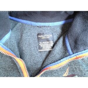 Nautica Fleece Jacket Boys XL (18/20) Blue Orange Full Zip Mock Neck